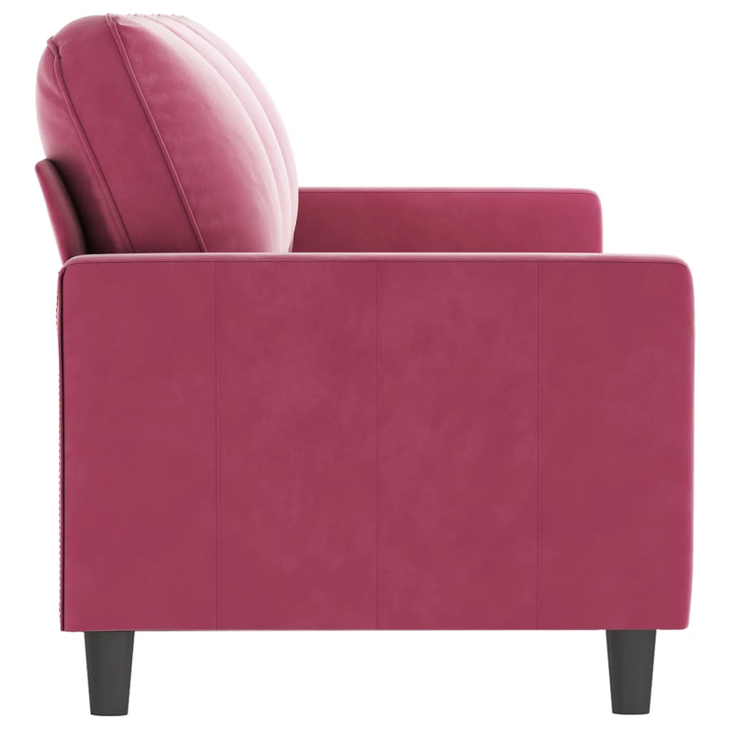 Canapé à 3 places Rouge bordeaux 180 cm Velours Canapés vidaXL   