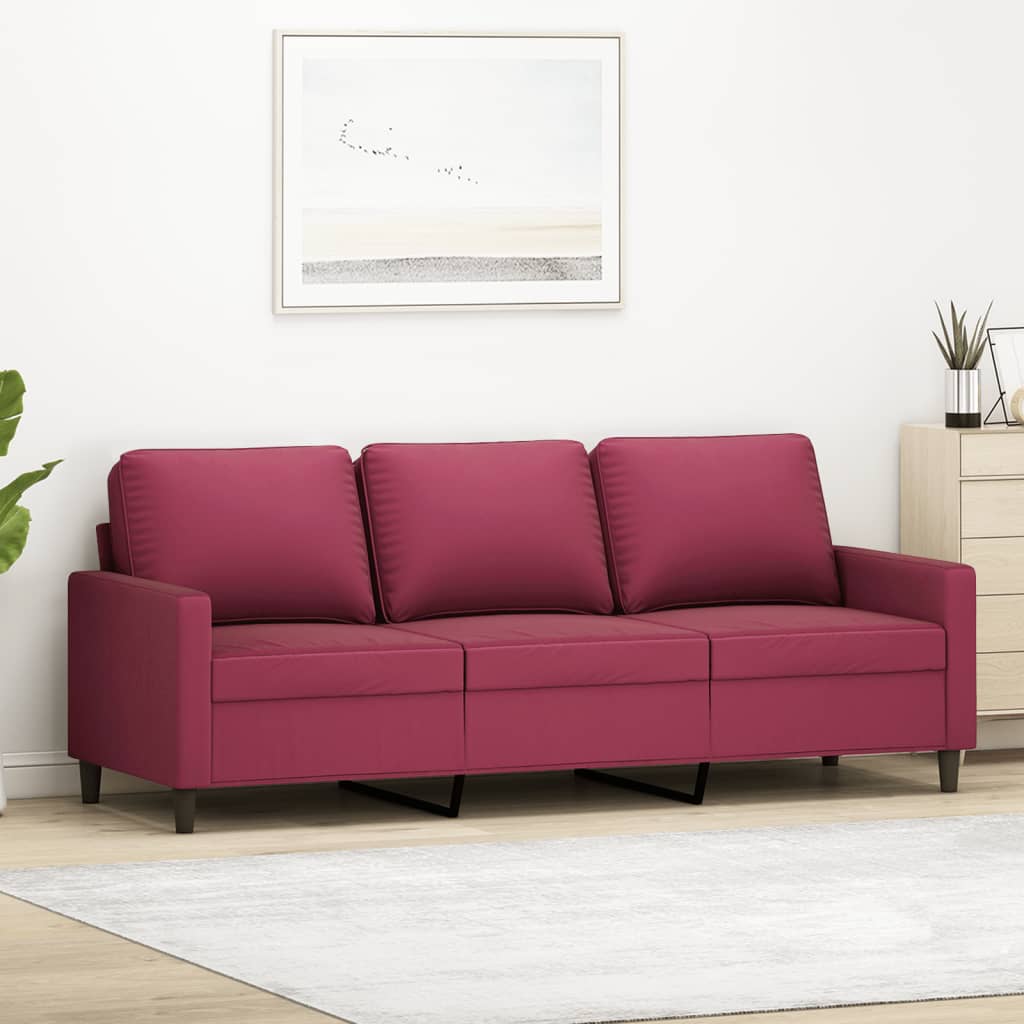 Canapé à 3 places Rouge bordeaux 180 cm Velours Canapés vidaXL   