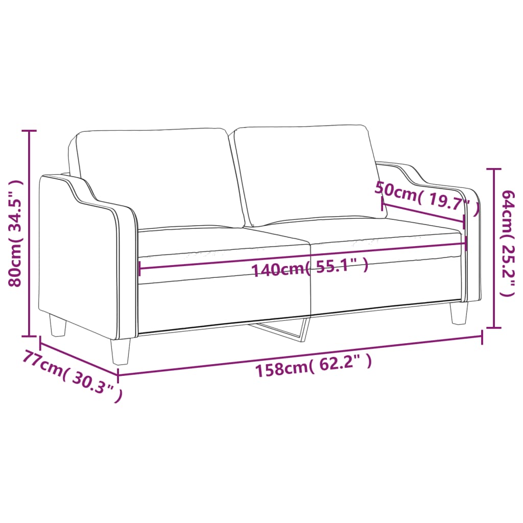 Canapé à 2 places Marron 140 cm Tissu Canapés vidaXL   