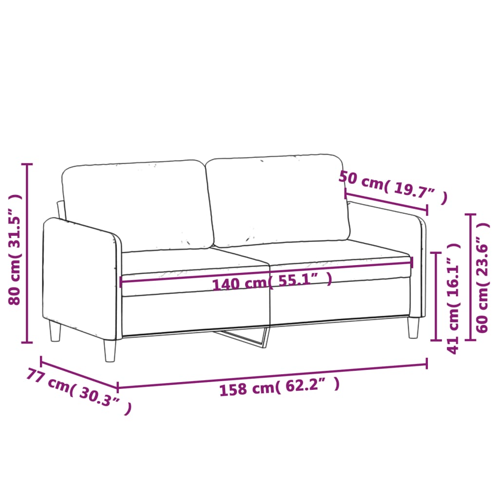 Canapé à 2 places Marron 140 cm Velours Canapés vidaXL   