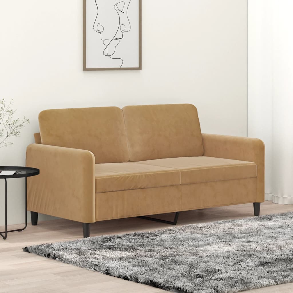 Canapé à 2 places Marron 140 cm Velours Canapés vidaXL   