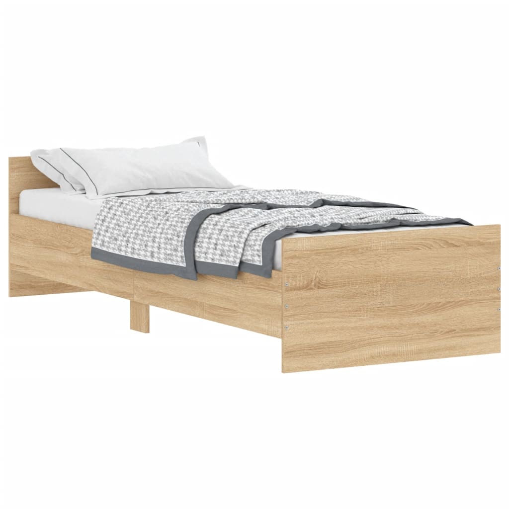 Cadre de lit chêne sonoma 75x190cm petit simple bois ingénierie Lits & cadres de lit vidaXL   
