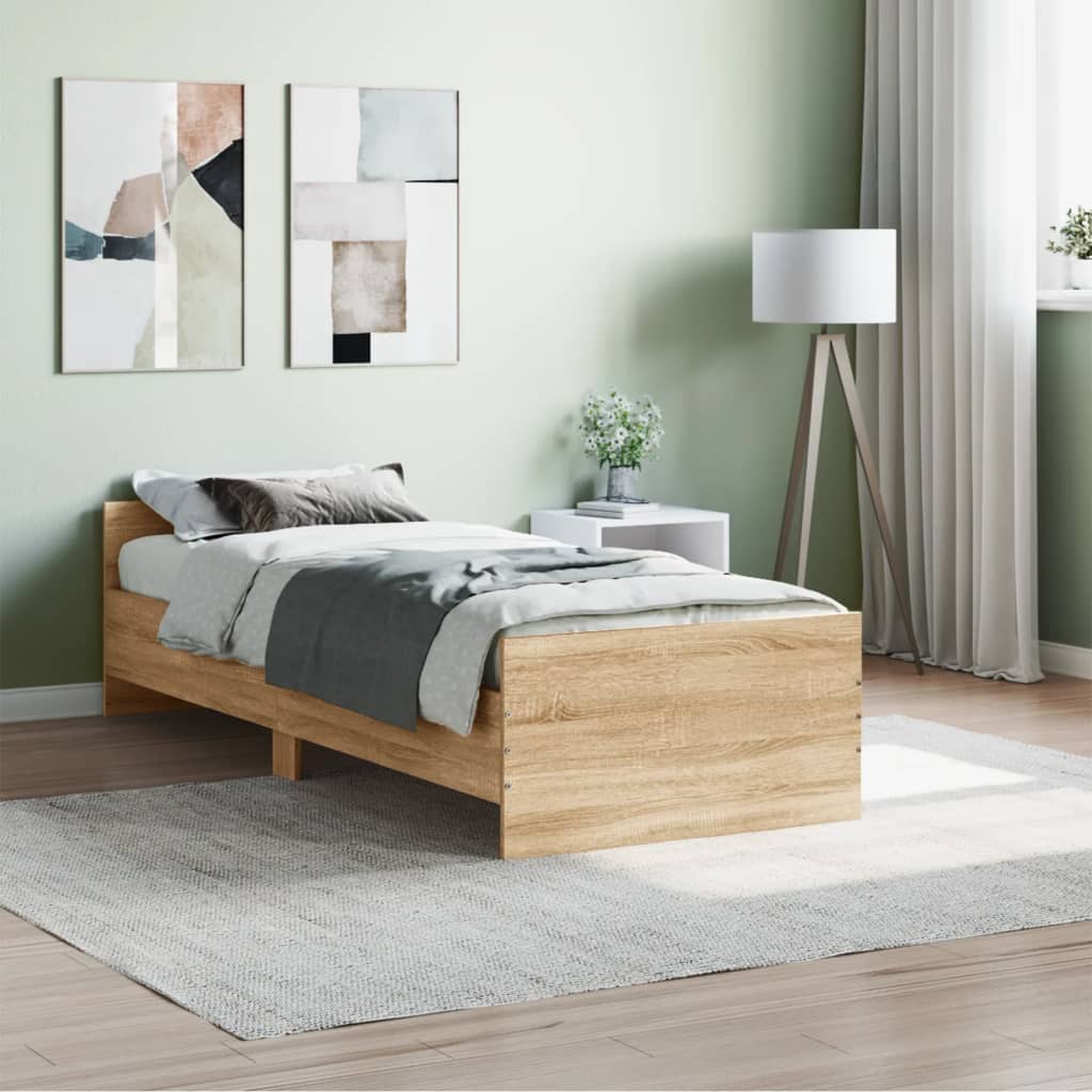 Cadre de lit chêne sonoma 75x190cm petit simple bois ingénierie Lits & cadres de lit vidaXL   
