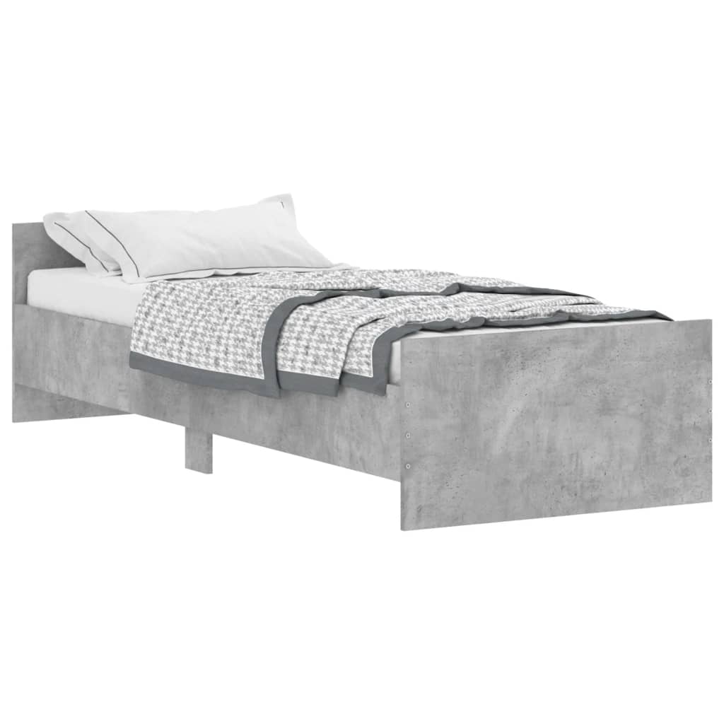 Cadre de lit gris béton 75x190cm petit simple bois d'ingénierie Lits & cadres de lit vidaXL   