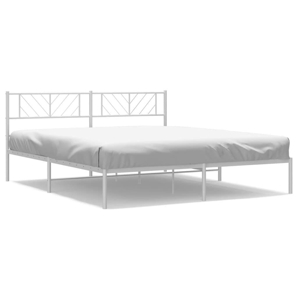 Cadre de lit métal avec tête de lit blanc 200x200 cm Lits & cadres de lit vidaXL   
