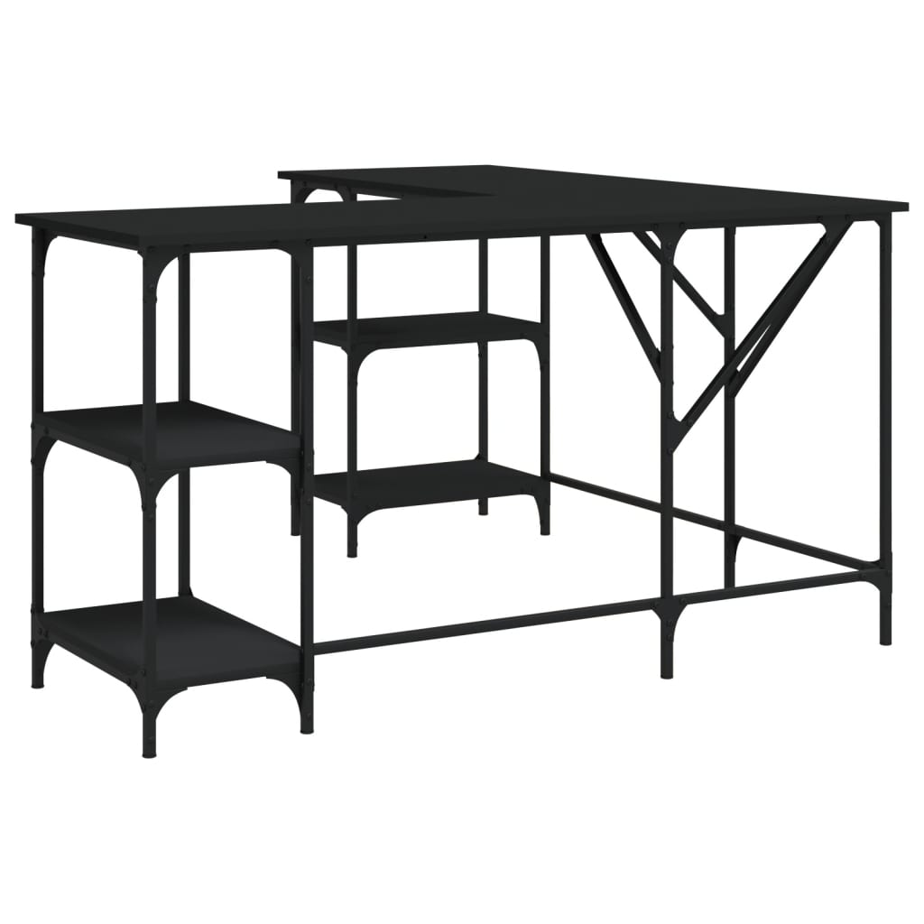 Bureau noir 139x139x75 cm bois d'ingénierie Bureaux vidaXL   
