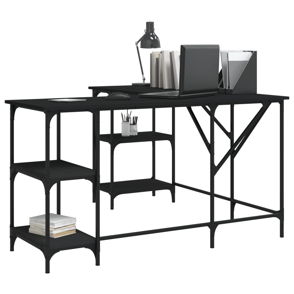 Bureau noir 139x139x75 cm bois d'ingénierie Bureaux vidaXL   
