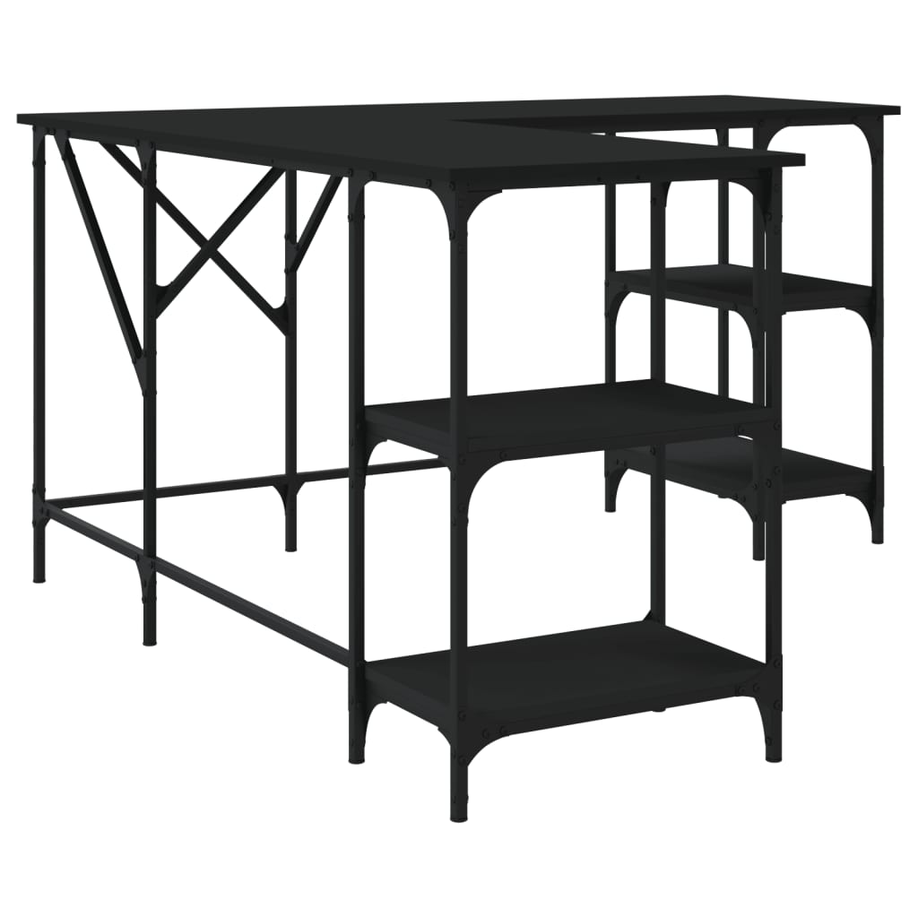 Bureau noir 139x139x75 cm bois d'ingénierie Bureaux vidaXL   