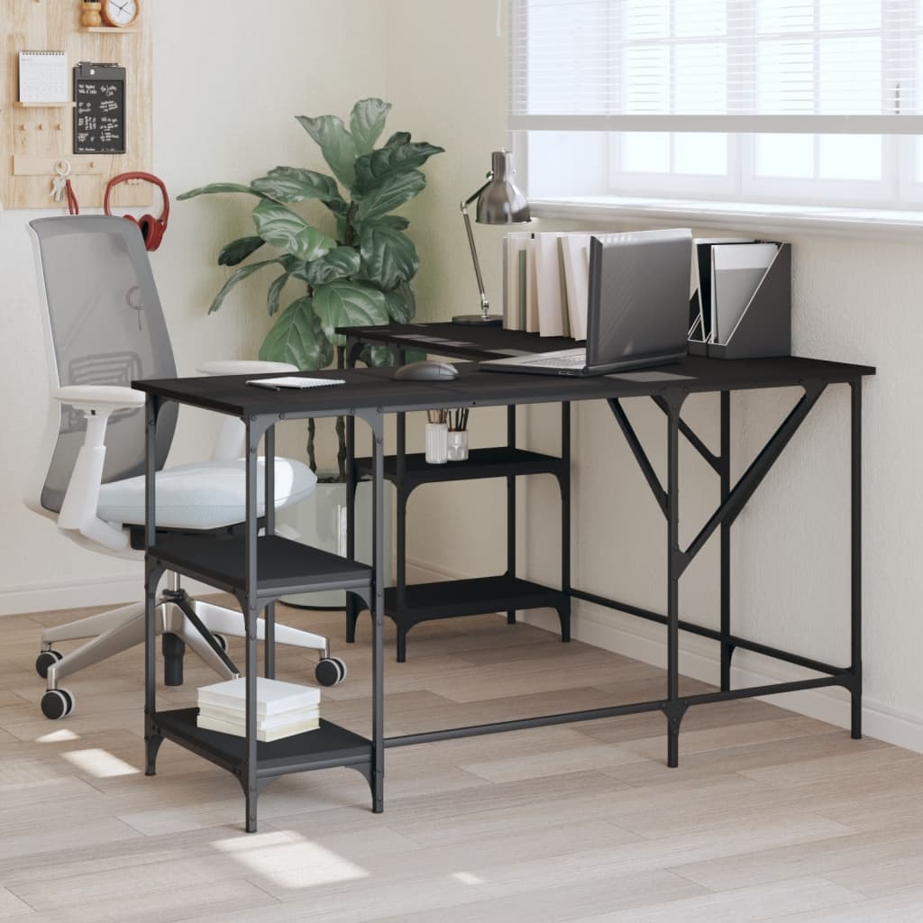 Bureau noir 139x139x75 cm bois d'ingénierie Bureaux vidaXL   