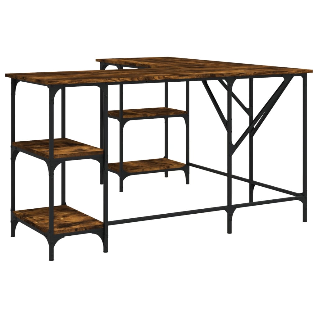Bureau chêne fumé 139x139x75 cm bois d'ingénierie Bureaux vidaXL   