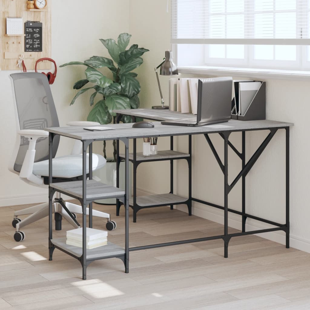 Bureau sonoma gris 139x139x75 cm bois d'ingénierie Bureaux vidaXL   