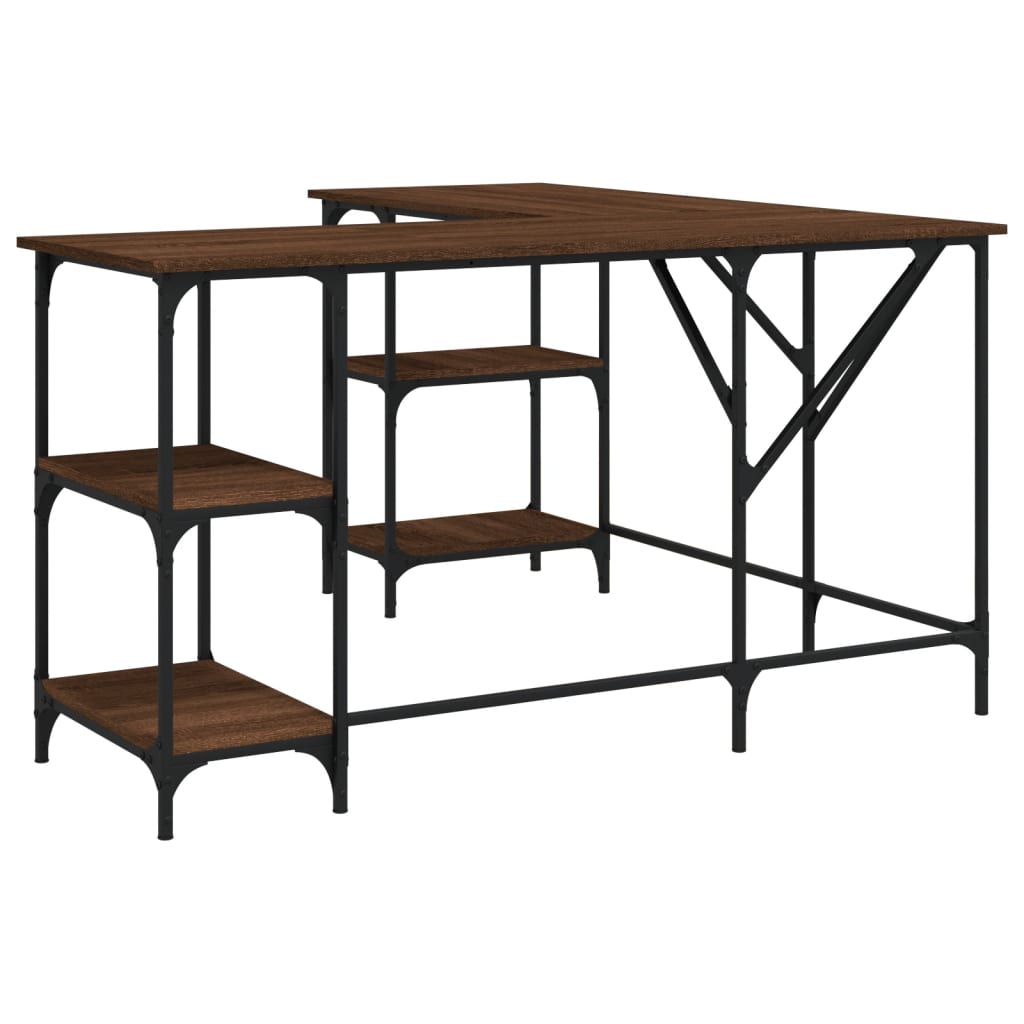 Bureau chêne marron 139x139x75 cm bois d'ingénierie Bureaux vidaXL   