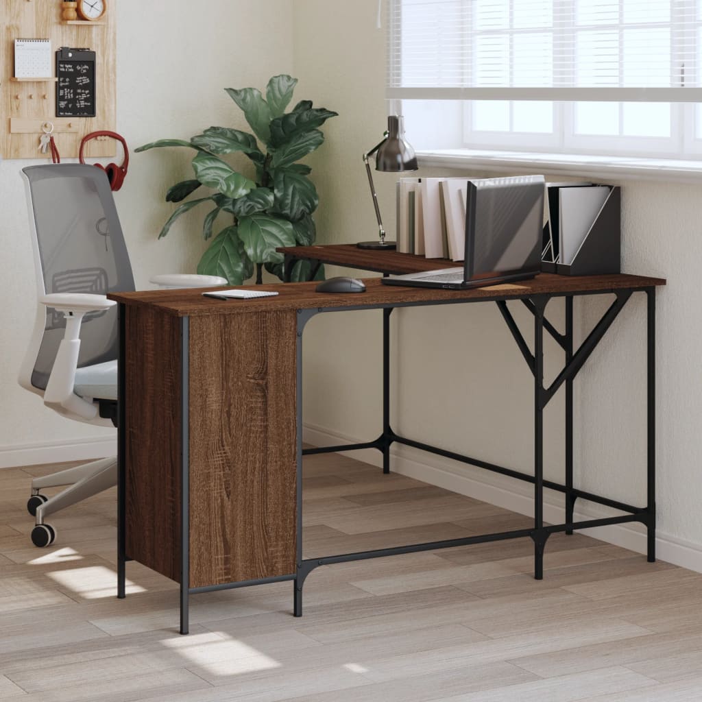 Bureau chêne marron 141x141x75 cm bois d'ingénierie Bureaux vidaXL   