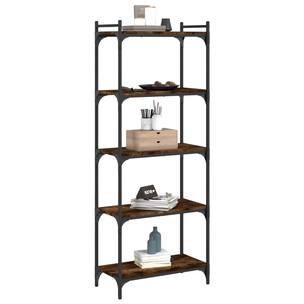 Bibliothèque 5 niveaux chêne fumé 60x30x154cm bois d'ingénierie Bibliothèques vidaXL   