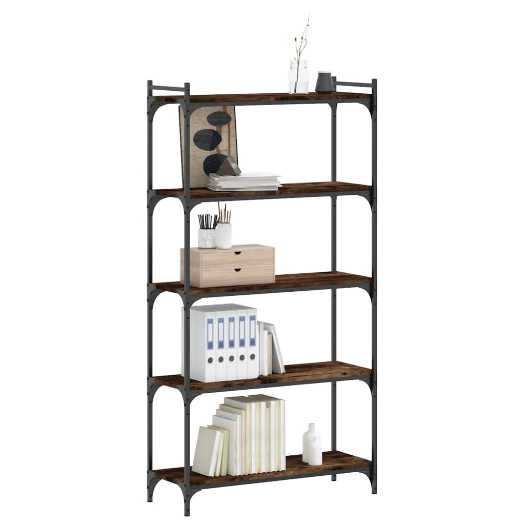 Bibliothèque 5 niveaux chêne fumé 80x30x154cm bois d'ingénierie Bibliothèques vidaXL   