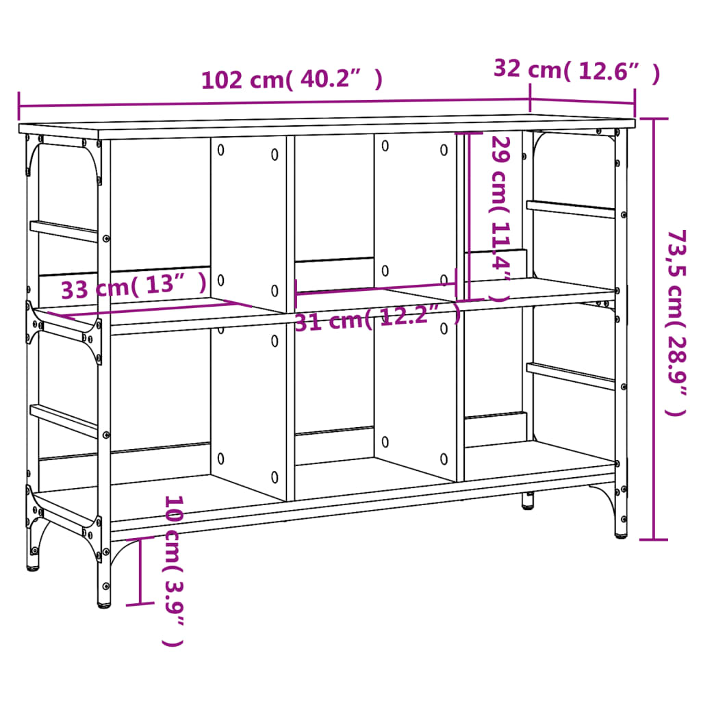 Buffet chêne marron 102x32x73,5 cm bois d'ingénierie Buffets & bahuts vidaXL   