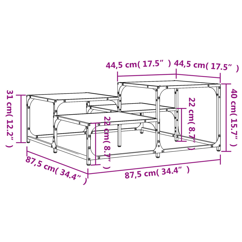 Table basse sonoma gris 87,5x87,5x40 cm bois d'ingénierie Tables basses vidaXL   