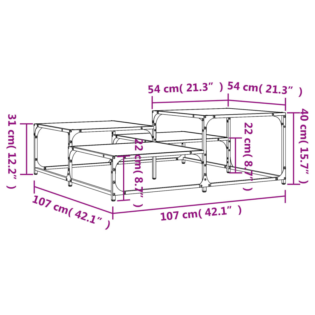 Table basse chêne sonoma 107x107x40 cm bois d'ingénierie Tables basses vidaXL   