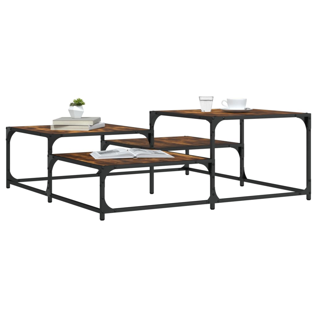 Table basse chêne fumé 107x107x40 cm bois d'ingénierie Tables basses vidaXL   