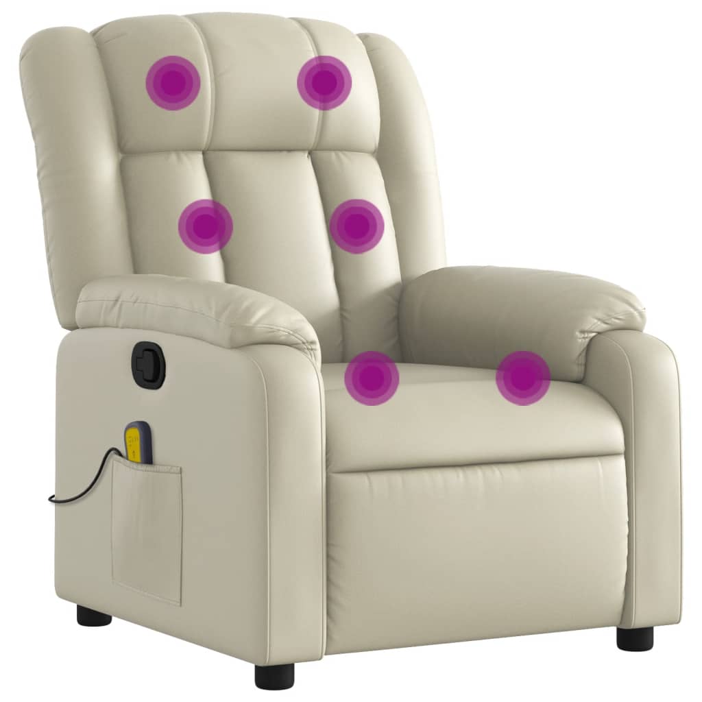Fauteuil inclinable de massage Crème Similicuir Fauteuils vidaXL   