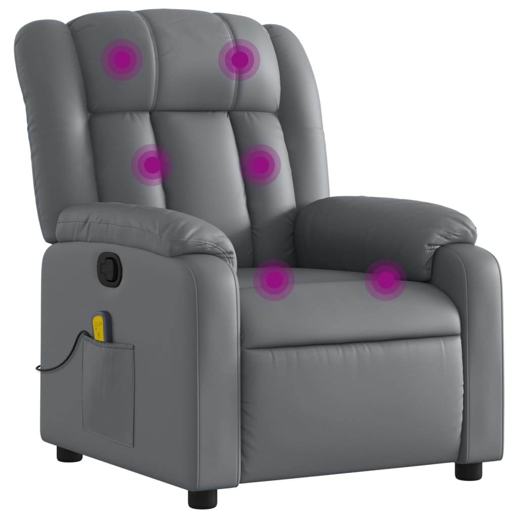 Fauteuil de massage inclinable Gris Similicuir Fauteuils vidaXL   