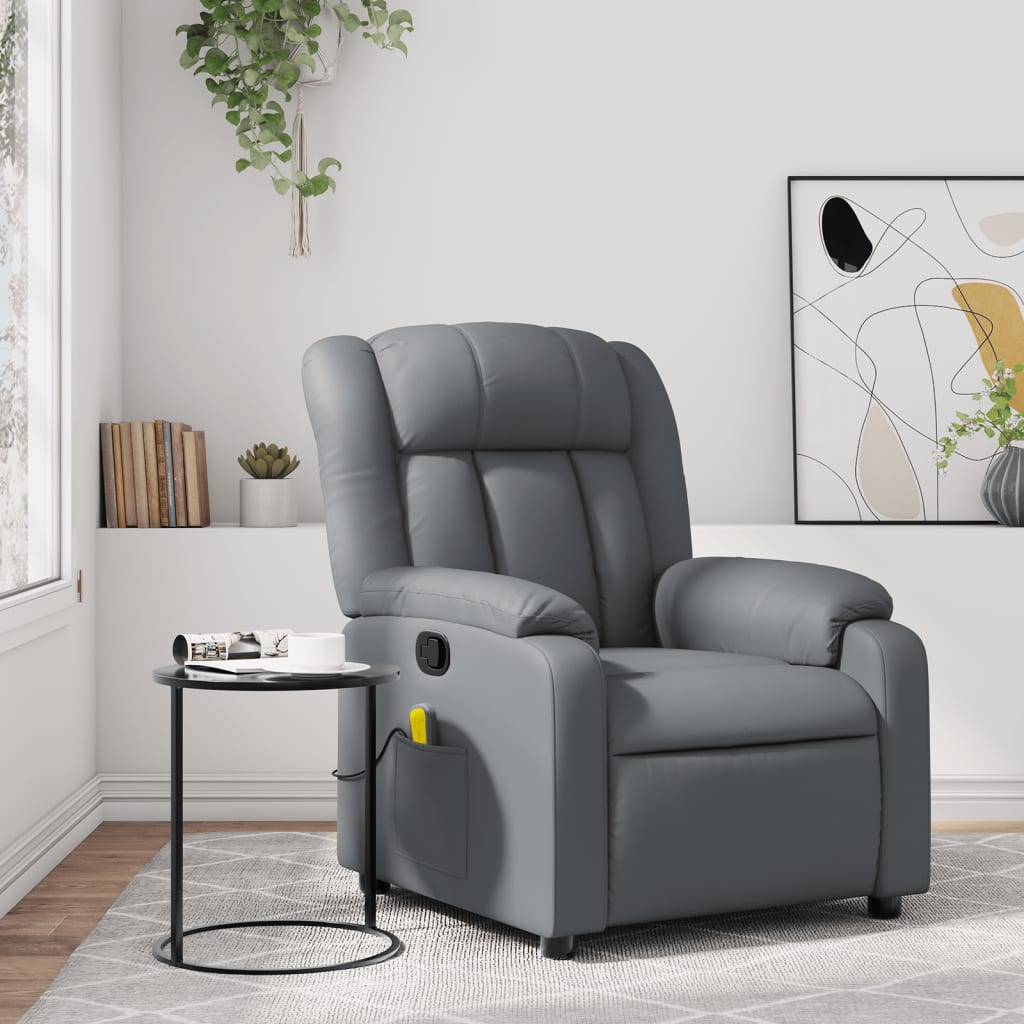 Fauteuil de massage inclinable Gris Similicuir Fauteuils vidaXL   