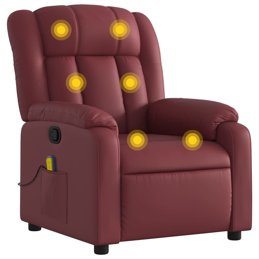 Fauteuil de massage inclinable Rouge bordeaux Similicuir Fauteuils vidaXL   