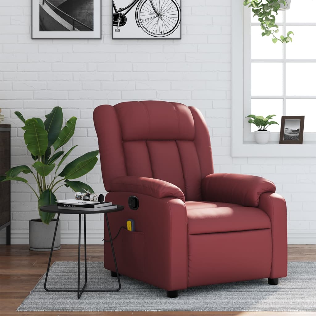 Fauteuil de massage inclinable Rouge bordeaux Similicuir Fauteuils vidaXL   