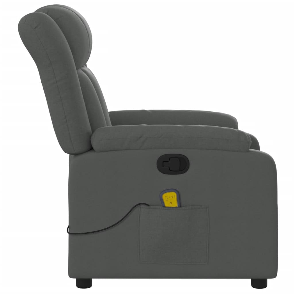 Fauteuil de massage inclinable Gris foncé Tissu Fauteuils vidaXL   