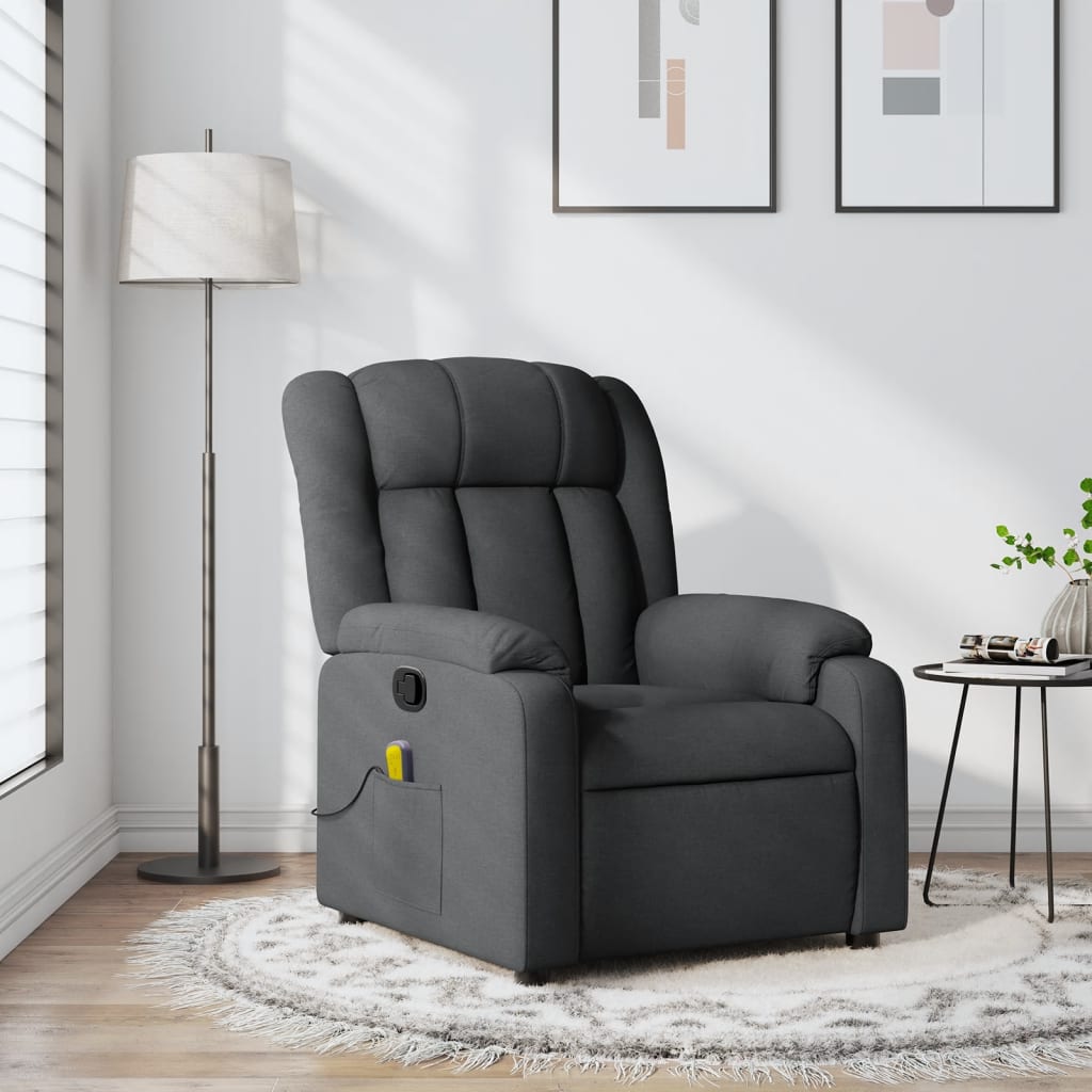 Fauteuil de massage inclinable Gris foncé Tissu Fauteuils vidaXL   
