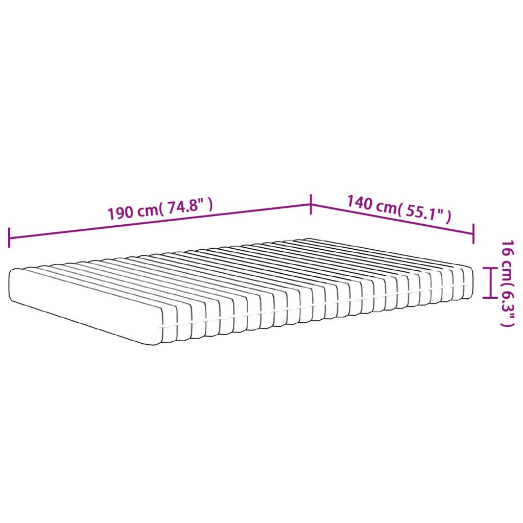 Matelas en mousse moyennement doux 140x190 cm Matelas vidaXL   