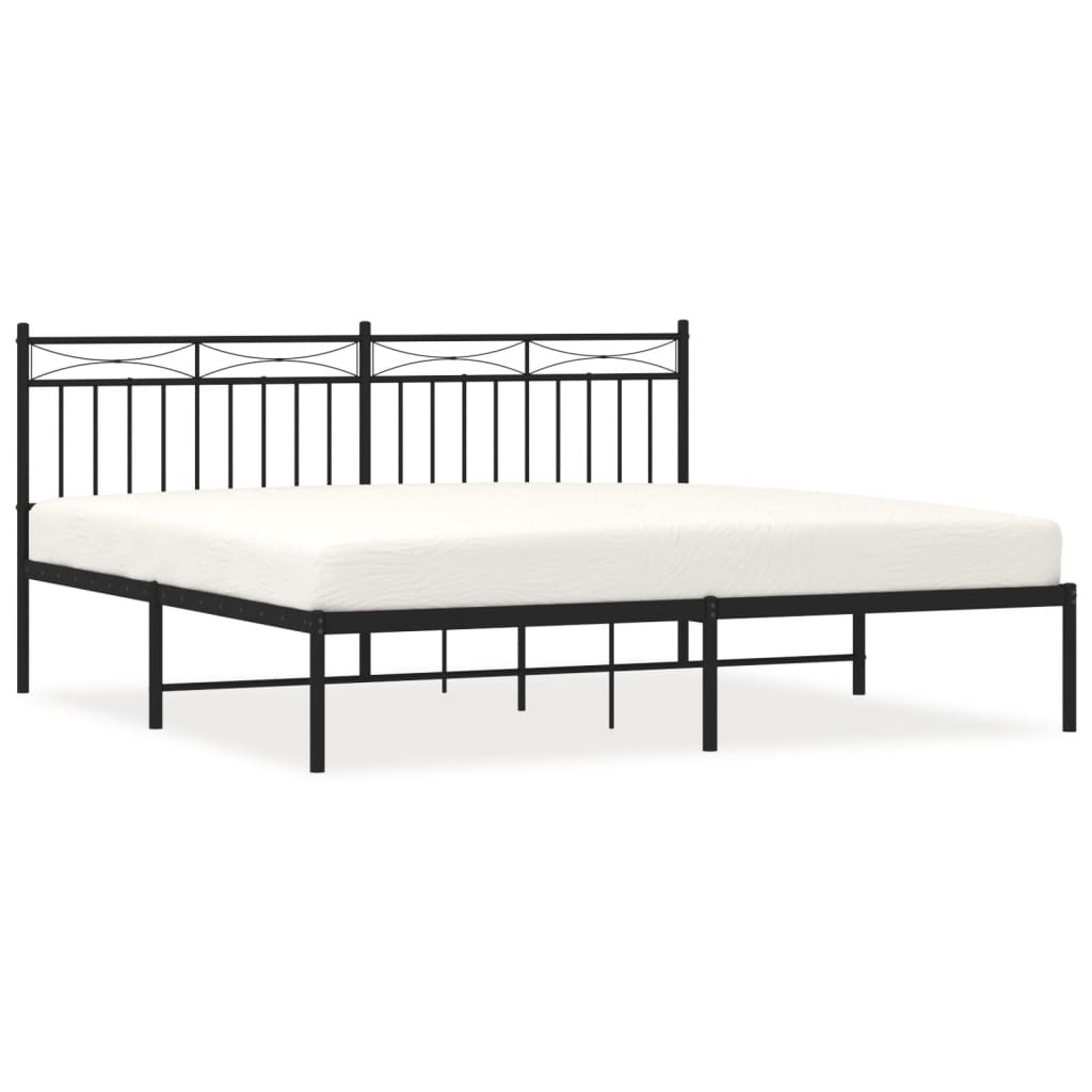 Cadre de lit métal avec tête de lit noir 183x213 cm Lits & cadres de lit vidaXL   