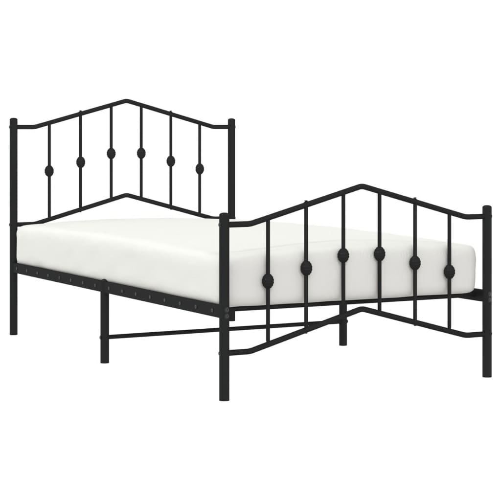 Cadre de lit métal avec tête de lit/pied de lit noir 100x190 cm Lits & cadres de lit vidaXL   
