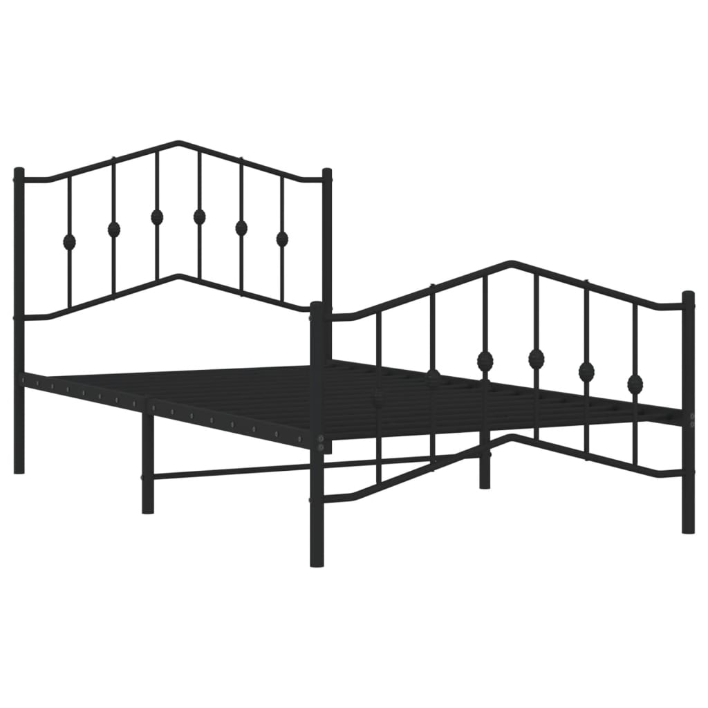 Cadre de lit métal avec tête de lit/pied de lit noir 100x190 cm Lits & cadres de lit vidaXL   