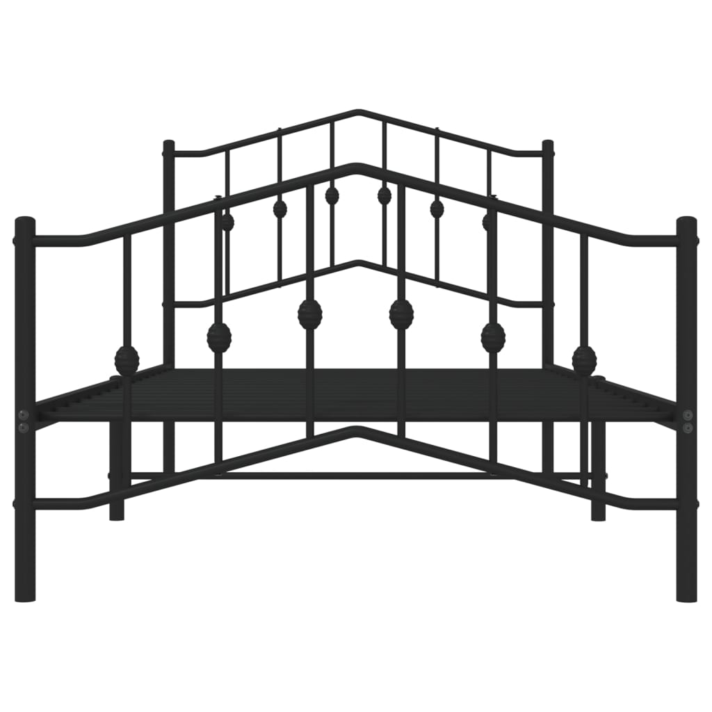 Cadre de lit métal avec tête de lit/pied de lit noir 100x190 cm Lits & cadres de lit vidaXL   