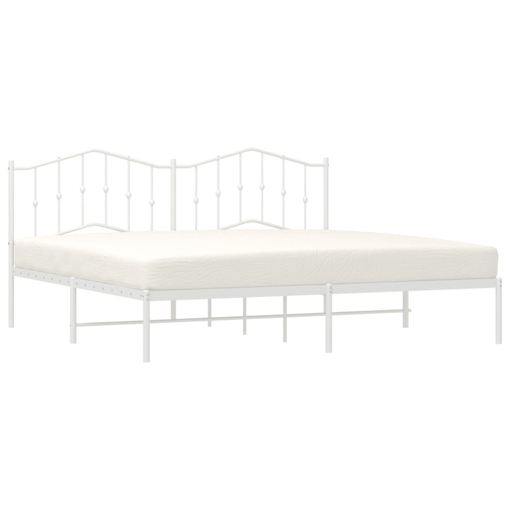 Cadre de lit métal avec tête de lit blanc 200x200 cm Lits & cadres de lit vidaXL   