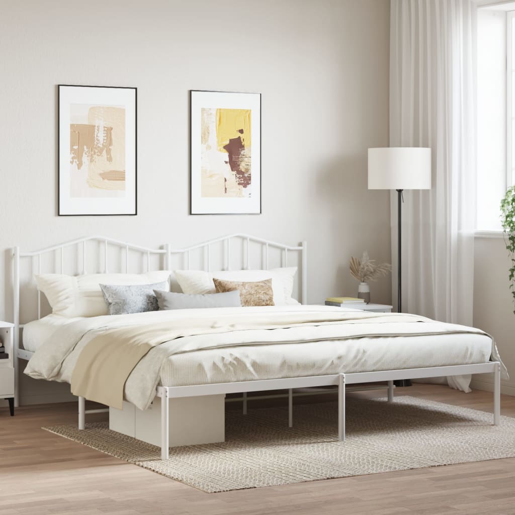 Cadre de lit métal avec tête de lit blanc 200x200 cm Lits & cadres de lit vidaXL   