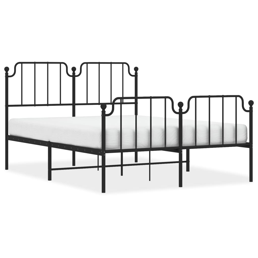 Cadre de lit métal avec tête de lit/pied de lit noir 140x190 cm Lits & cadres de lit vidaXL   