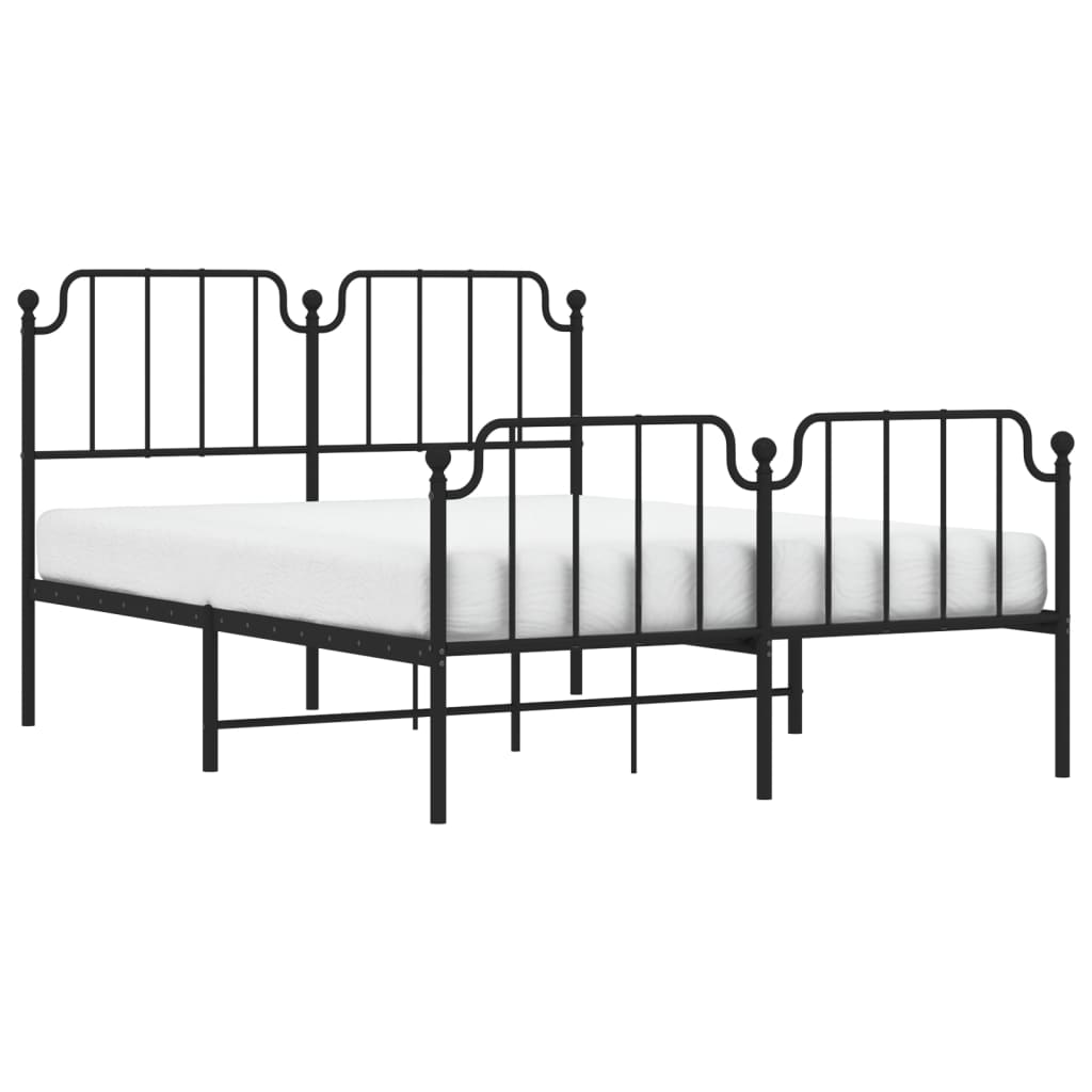 Cadre de lit métal avec tête de lit/pied de lit noir 140x190 cm Lits & cadres de lit vidaXL   
