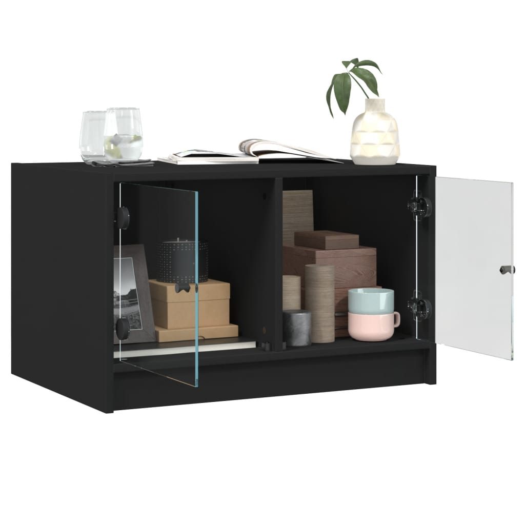 Table basse avec portes en verre noir 68x50x42 cm Tables basses vidaXL   