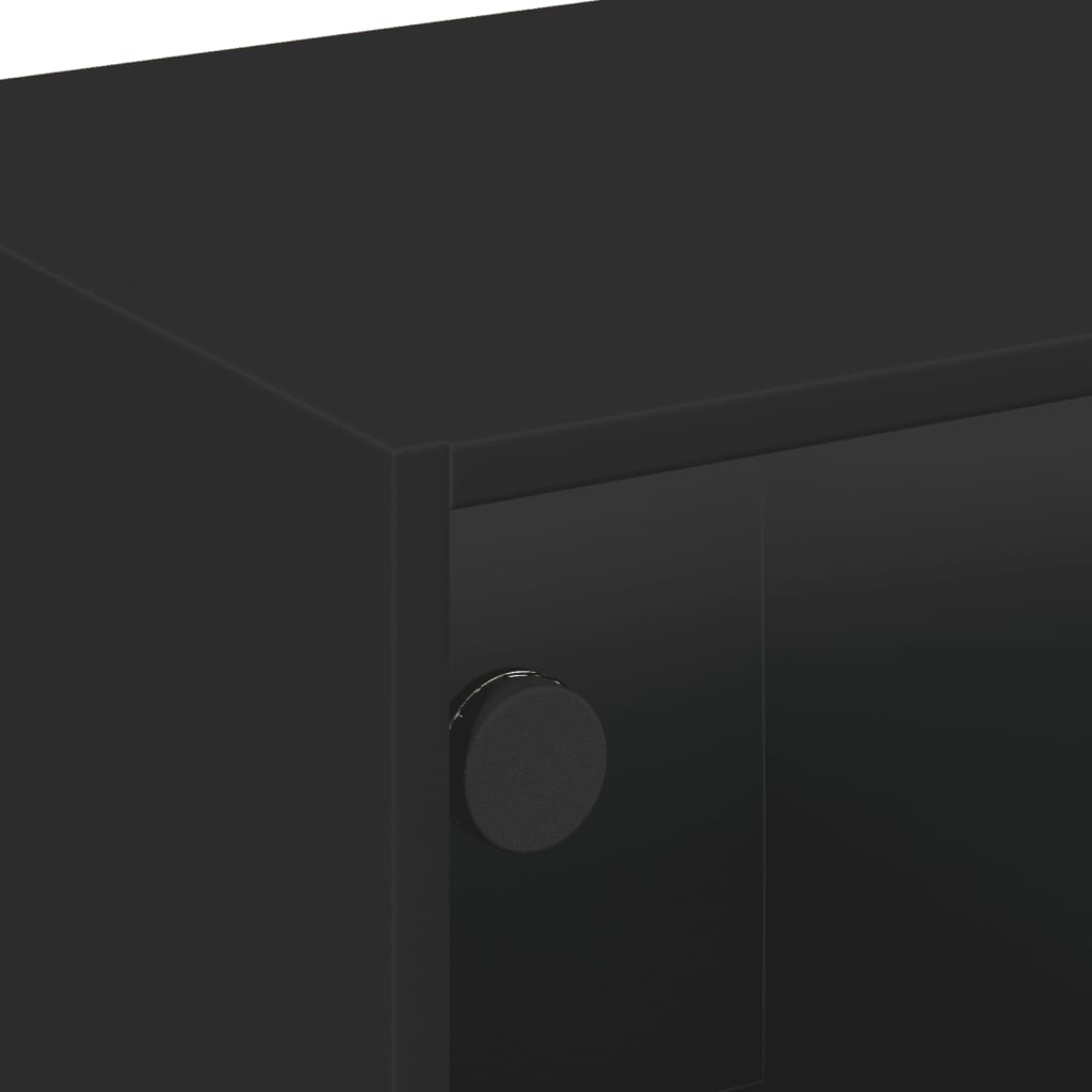 Table basse avec portes en verre noir 68x50x42 cm Tables basses vidaXL   