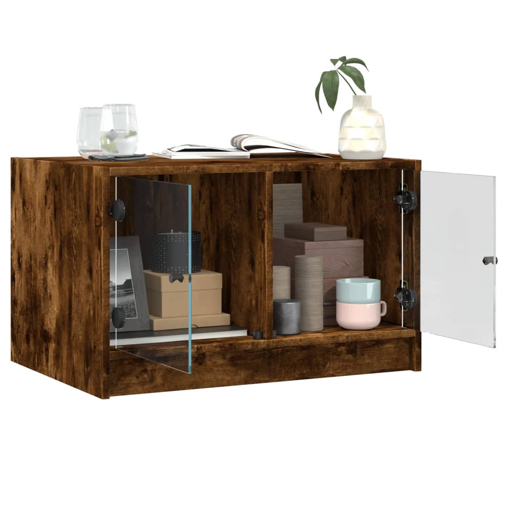 Table basse avec portes en verre chêne fumé 68x50x42 cm Tables basses vidaXL   