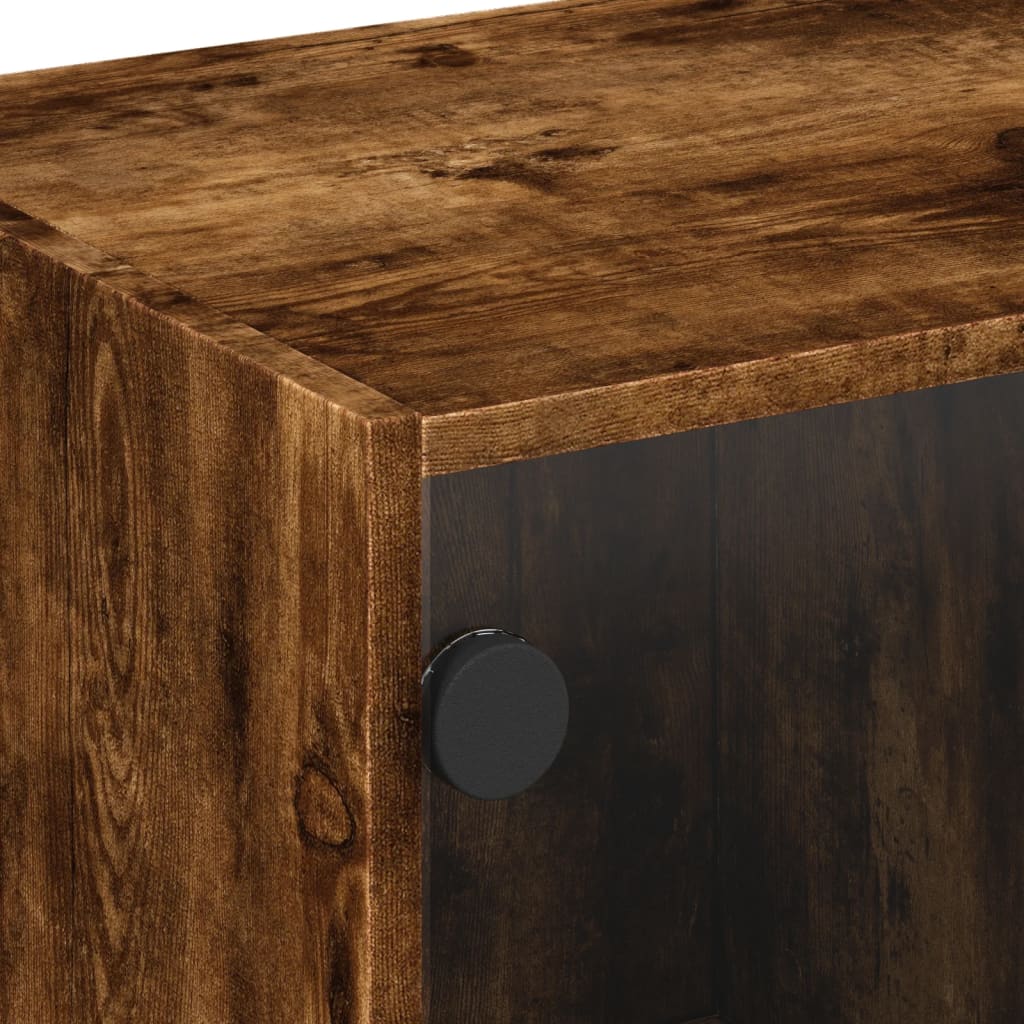 Table basse avec portes en verre chêne fumé 68x50x42 cm Tables basses vidaXL   
