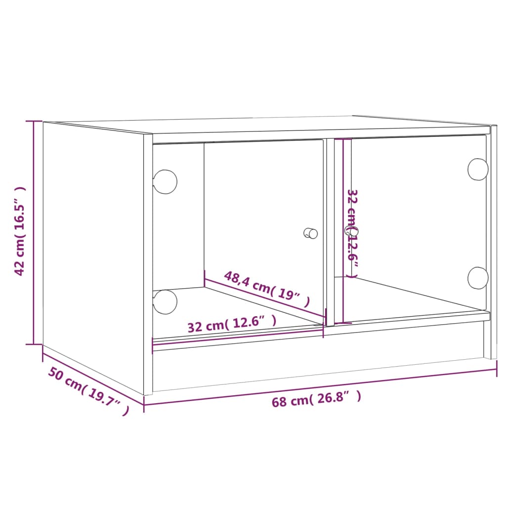 Table basse avec portes en verre chêne fumé 68x50x42 cm Tables basses vidaXL   