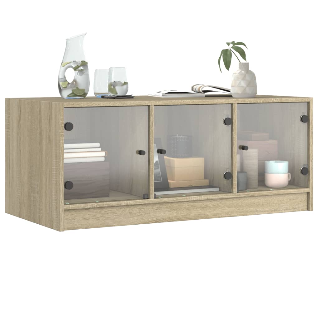 Table basse avec portes en verre chêne sonoma 102x50x42 cm Tables basses vidaXL   
