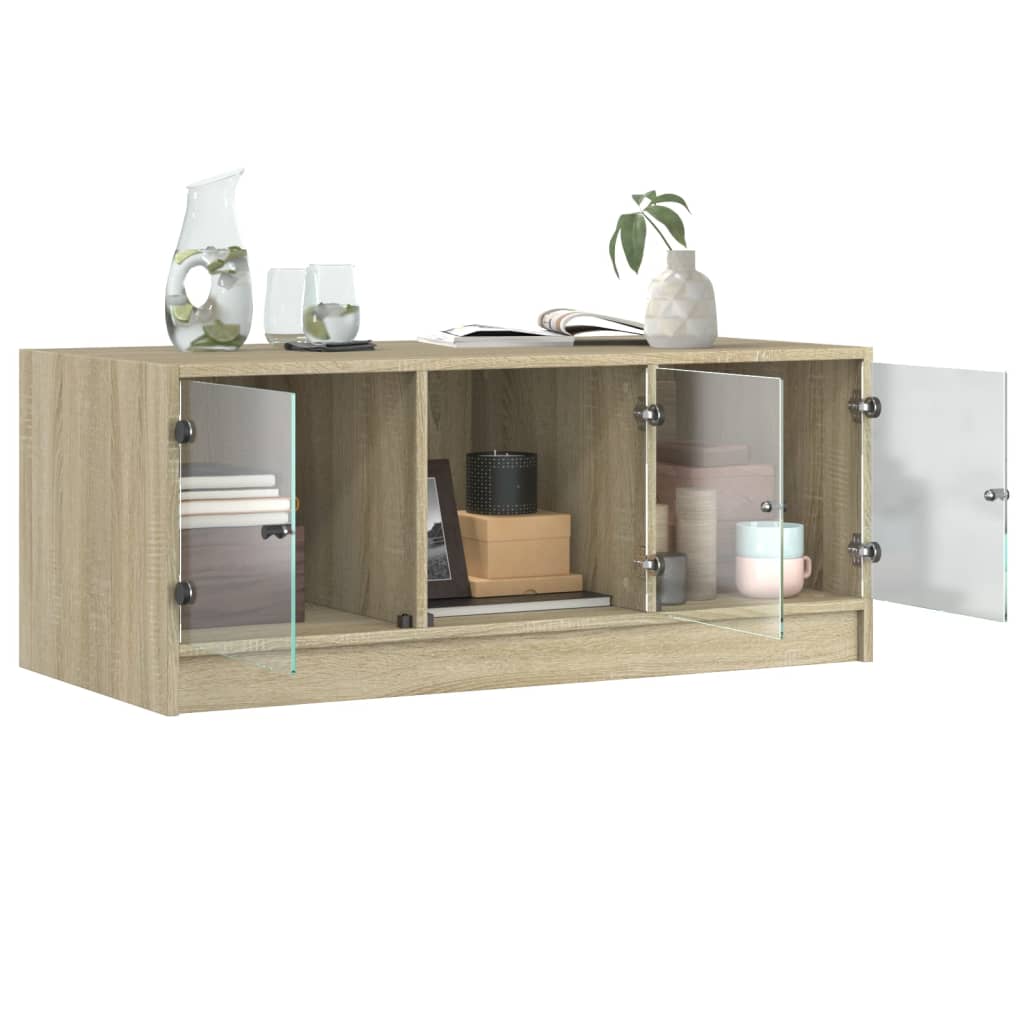 Table basse avec portes en verre chêne sonoma 102x50x42 cm Tables basses vidaXL   