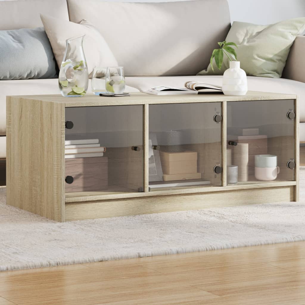 Table basse avec portes en verre chêne sonoma 102x50x42 cm Tables basses vidaXL   