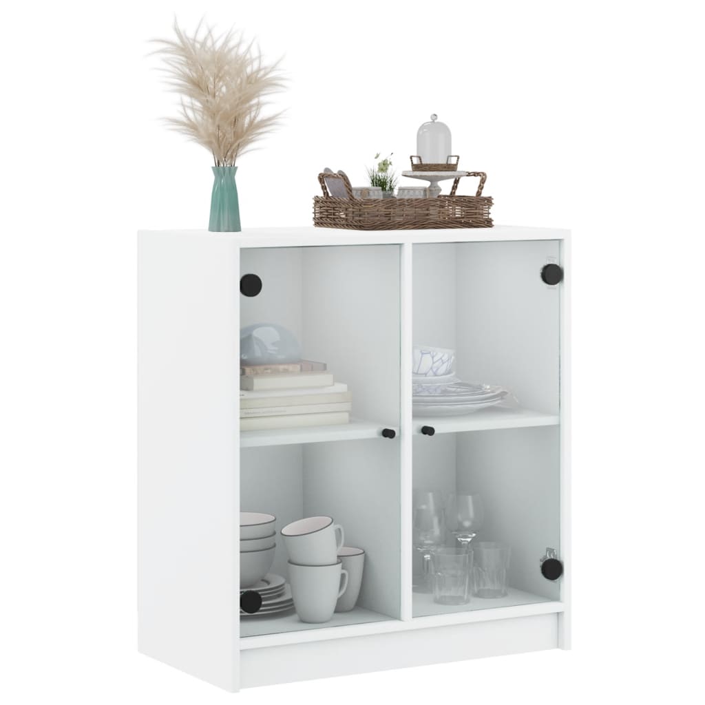 Armoire latérale avec portes en verre blanc 68x37x75,5 cm Buffets & bahuts vidaXL   