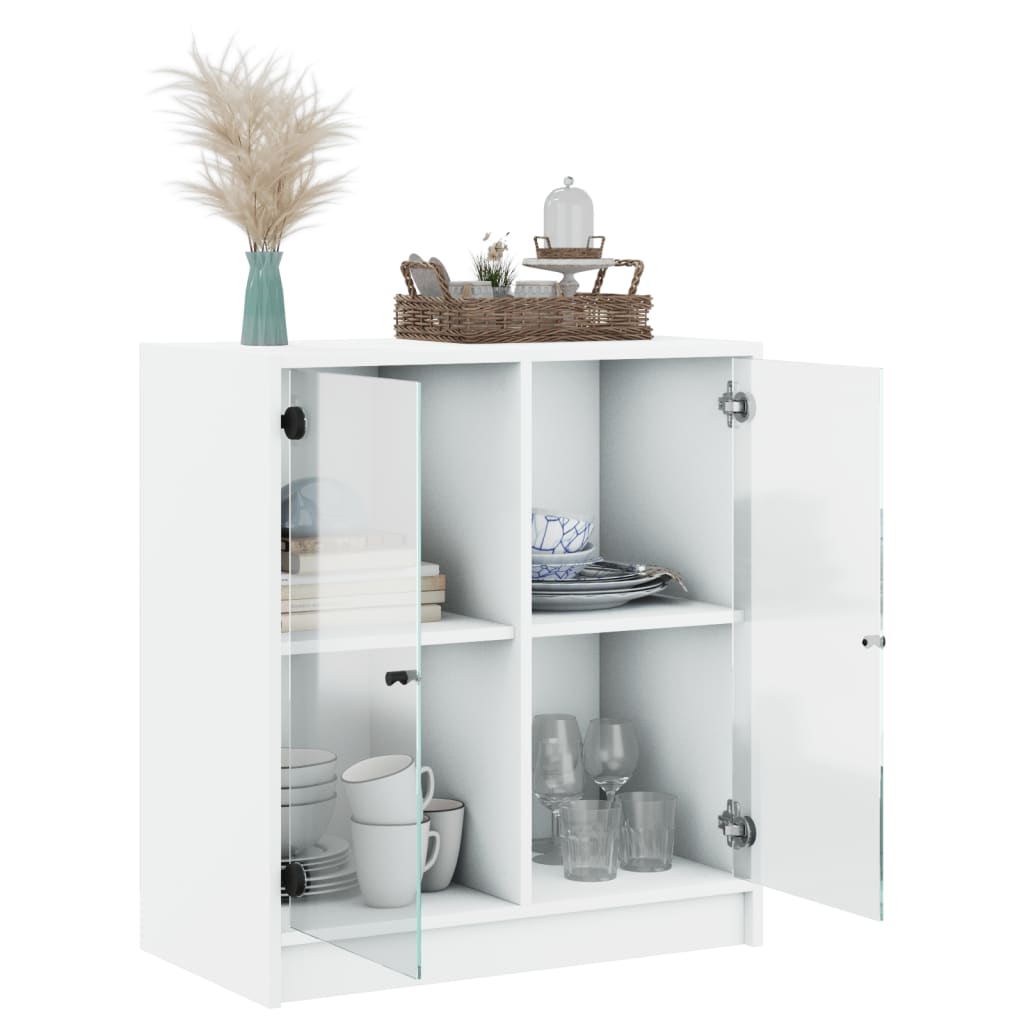 Armoire latérale avec portes en verre blanc 68x37x75,5 cm Buffets & bahuts vidaXL   
