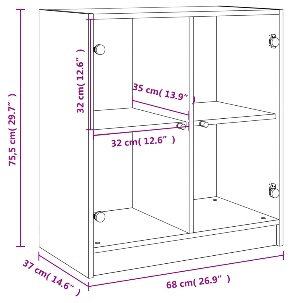 Armoire latérale avec portes en verre blanc 68x37x75,5 cm Buffets & bahuts vidaXL   